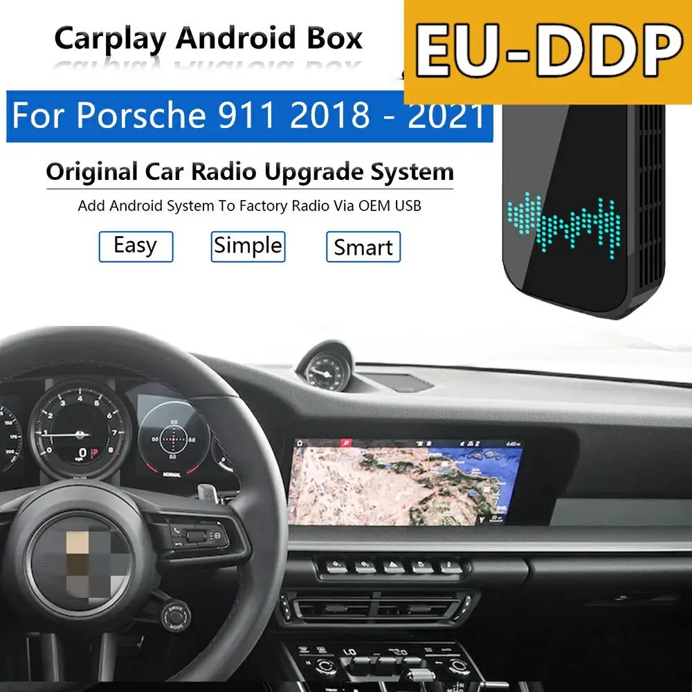 For Porsche 911 2018 - 2021 Radio Carplay Android Auto upgrade USB Apple Wireless Car Multimedia Player AI Box Audio Mirror Link