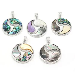 Exquisite Shell Brooch Pendant Natural Abalone Shell Pendant Charms for Making Women Men Jewerly Necklace Gift 42x42mm