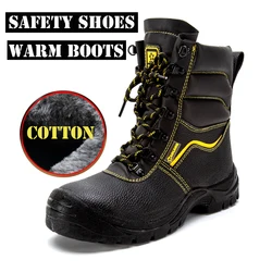 Fashion Safety Boots Winter Warm Boots Steel Toe Mid-plate Anti-smashing Wilderness Survival Work Men Boots