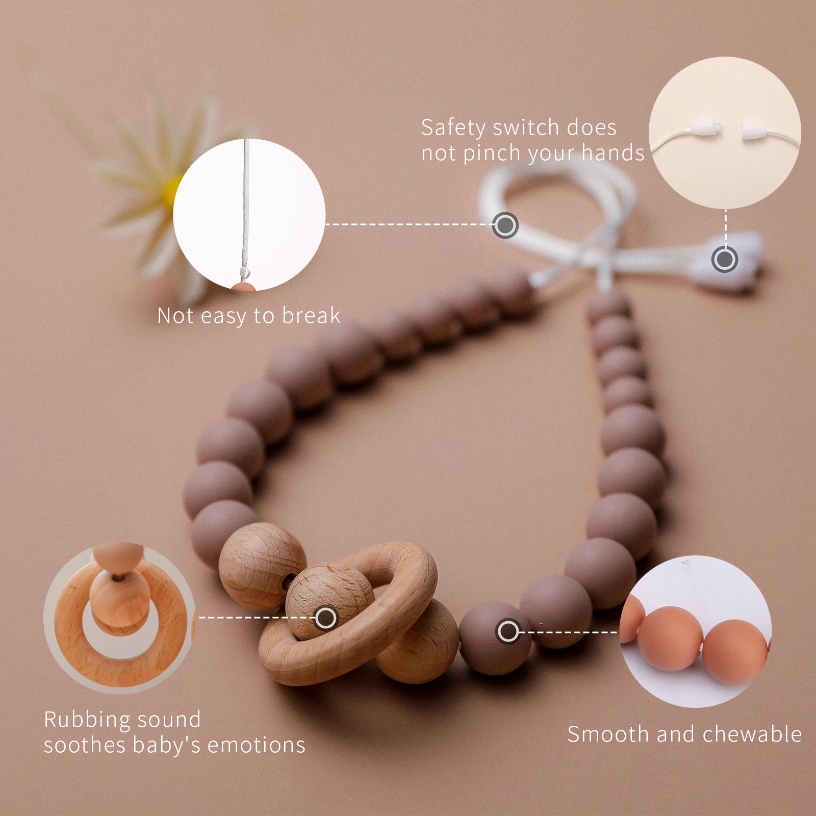 Collier de dentition en Silicone pour bébé, 9 couleurs, perles de qualité alimentaire, Style INS, longue chaîne, produit de soins pour nourrissons, cadeau, nouvelle collection