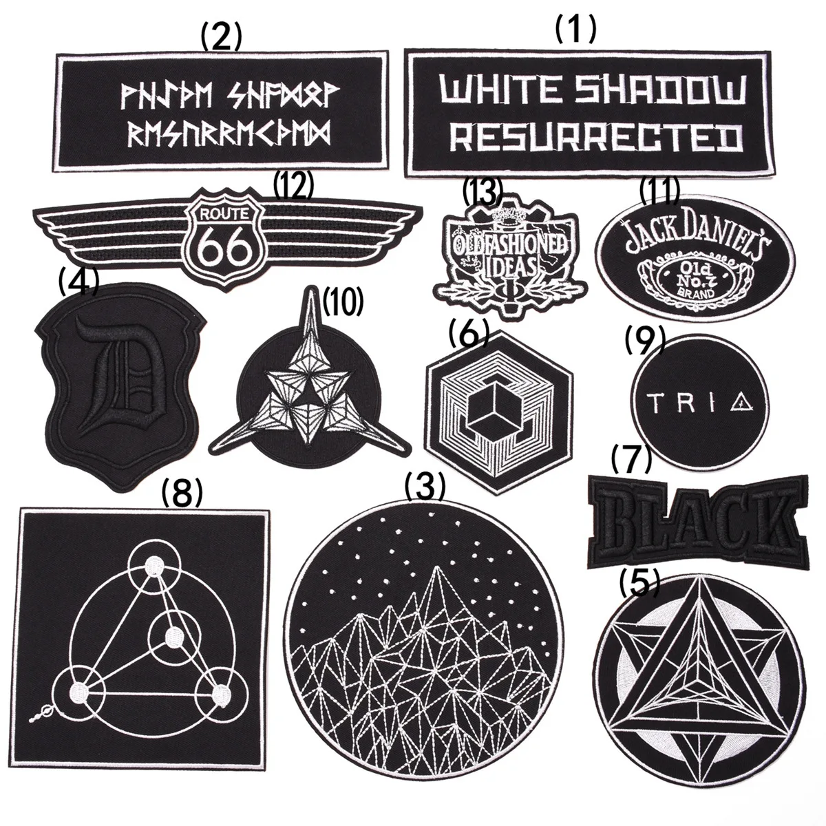 High Quality Black and White Cool Embroidery Stitching Ironing Patch DIY Clothes Pants Sportswear Decoration Accessories