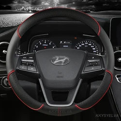 Car Steering-Wheels Cover 38cm Leather For Hyundai ELantra/i35 Sonata/i45 Creta/ix25 Tuscon/ix35 Accent Verna Solaris Santa Fe