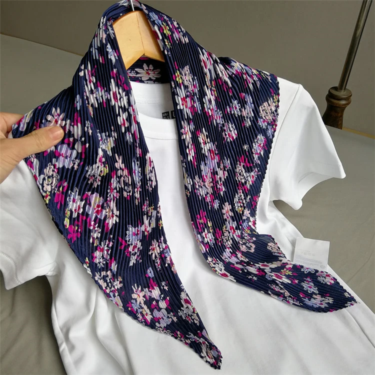 HOT SELLING Miyake pleated Country style diamond print scarf IN STOCK