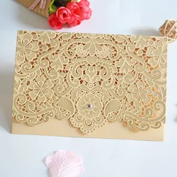 5pcs Laser Cut Flora Wedding Invitations Card Bridal Shower Cute Greeting Card Valentine's Day Wedding Birthday Party Decoration