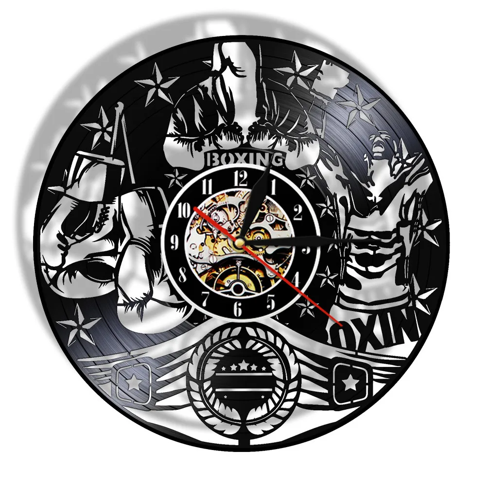 

Бокс, современная бесшумная виниловая пластинка LP, настенные часы, часы, боевые спортивные часы, мопсилист, мужская пещера, мотивация, мужской декор, боксеры, подарок