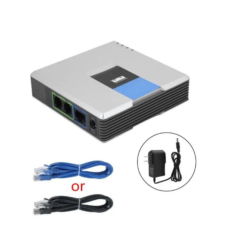 

2022 New 1Set VOIP Gateway 2 Ports SIP V2 Protocol Internet Phone Voice Adapter with Network Cable for Linksys PAP2T AU/EU/US/UK