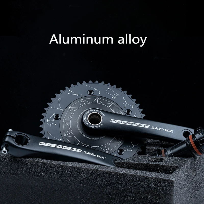 SKEACE Alumniun Alloy Crankset Bicycle Hollow Sealed Cranck set 165mm 49T Chainring Constellation BCD 144 Constellation Pattern