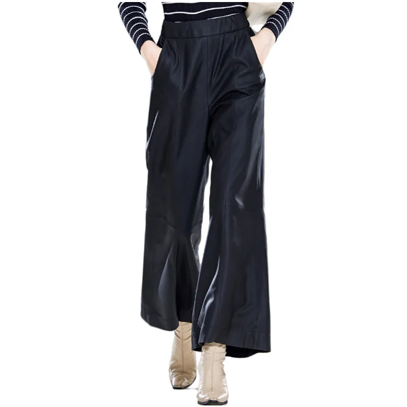 Sheepskin Wide Leg Pants for Ladies, Matte Harlan Pants, Simple Style, New Fashion, Brand