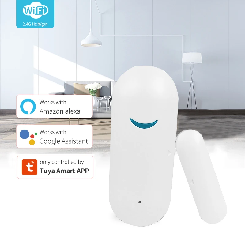 Tuya WiFi Door Sensor Door Open Closed Detectors WiFi App Notification Alert security alarm system Work with Alexa