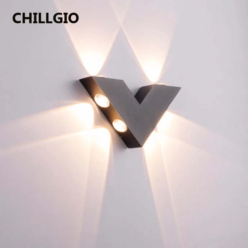 CHILLGIO Waterproof Interior Outdoor Wall Lamps V Shape Aluminum Lighting Hotel Courtyard Home Decor Nordic Exterior Indoor Lamp