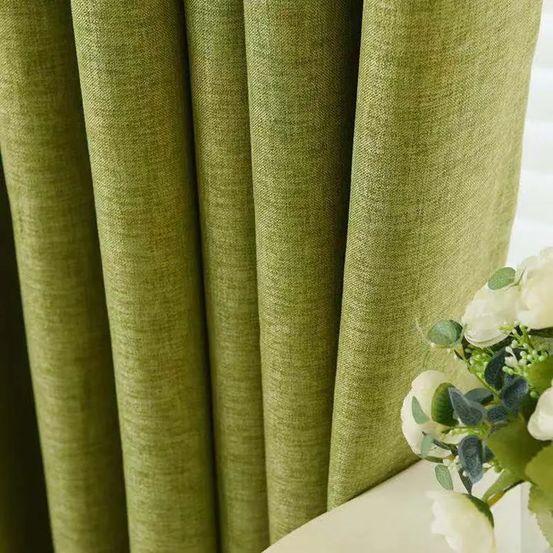 Curtains for Living Room 300cm Height Faux Cotton Linen Window Cortina Home Decoration Green Window Curtain Blackout Custom Made