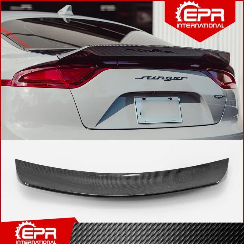 For Kia Stinger EPA Style Carbon Fiber Rear Spoiler Stinger Glossy Carbon Trunk Wing Kit Bootlid Lip Drift Tuning Trim Body Kit