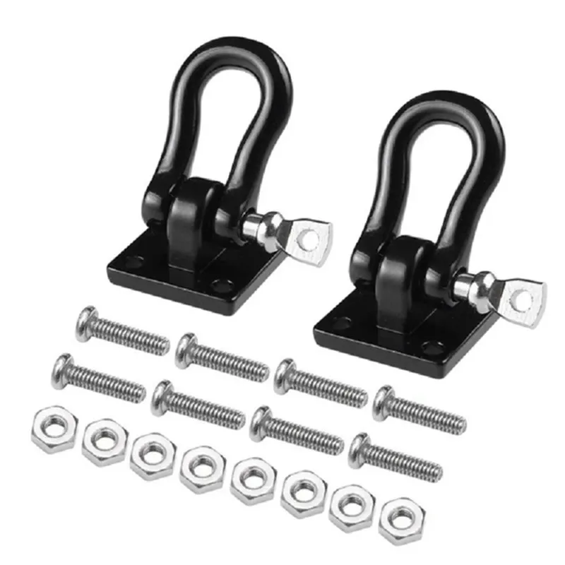 2Pcs Trailer Towing Buckle Tow Hooks Metal Climbing Trailer Shackles for 1/10 RC Simulation Climbing Car