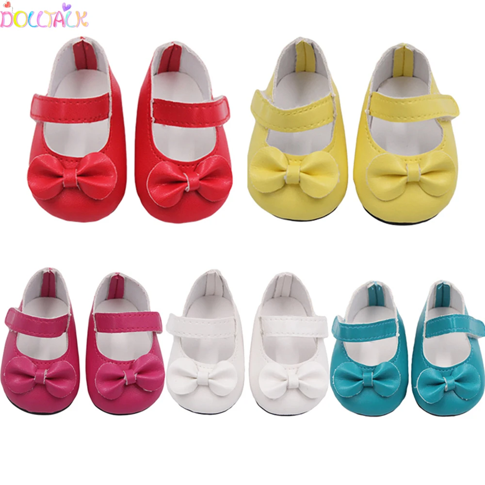 7Cm Bowknot Doll Shoes For 18Inch Amerian Doll Accessories Cute High-quality Shoes For 43cm Baby New Born& 1/3 BJD OG Girl Doll