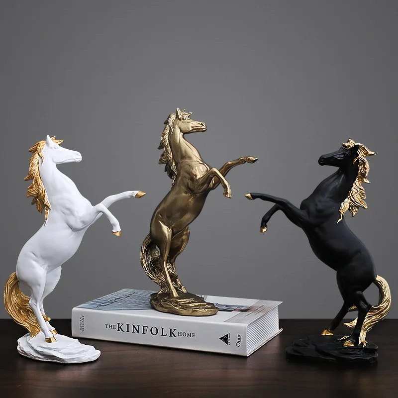 

Nordic Creative Resin Simulation Horse Sculpture Ornaments Home Living Room Office Desktop Wine Cabinet Furnishings Crafts Gifts