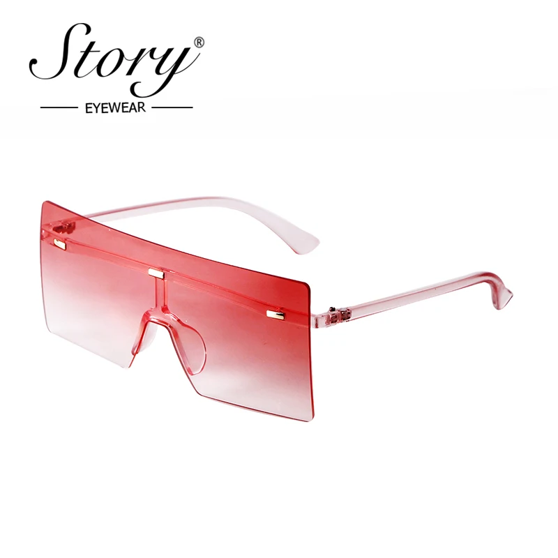 STORY-gafas de sol clásicas sin montura para hombre y mujer, lentes de sol de gran tamaño, de diseñador de marca, con montura plana de PC, cuadradas de una pieza, S4315