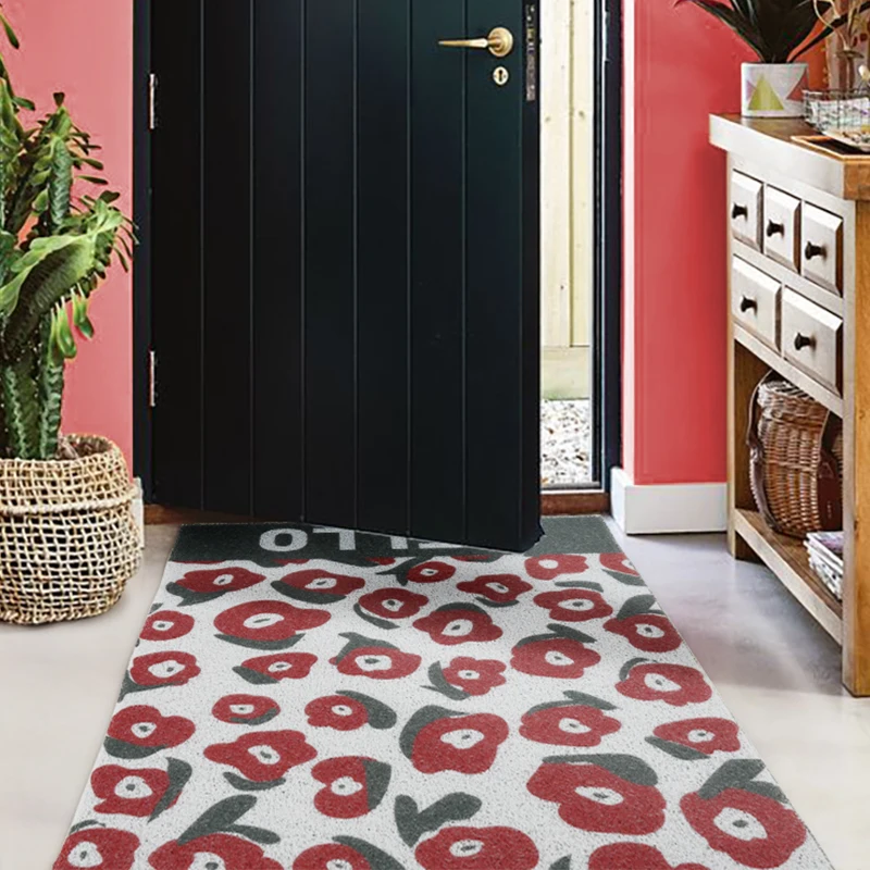 

Nordic Silk Loop PVC Doormat Customize INS Home Silk PadsArbitrary Cropping Anti-Slip Into The Door Hall Carpet Entrance Rug Mat