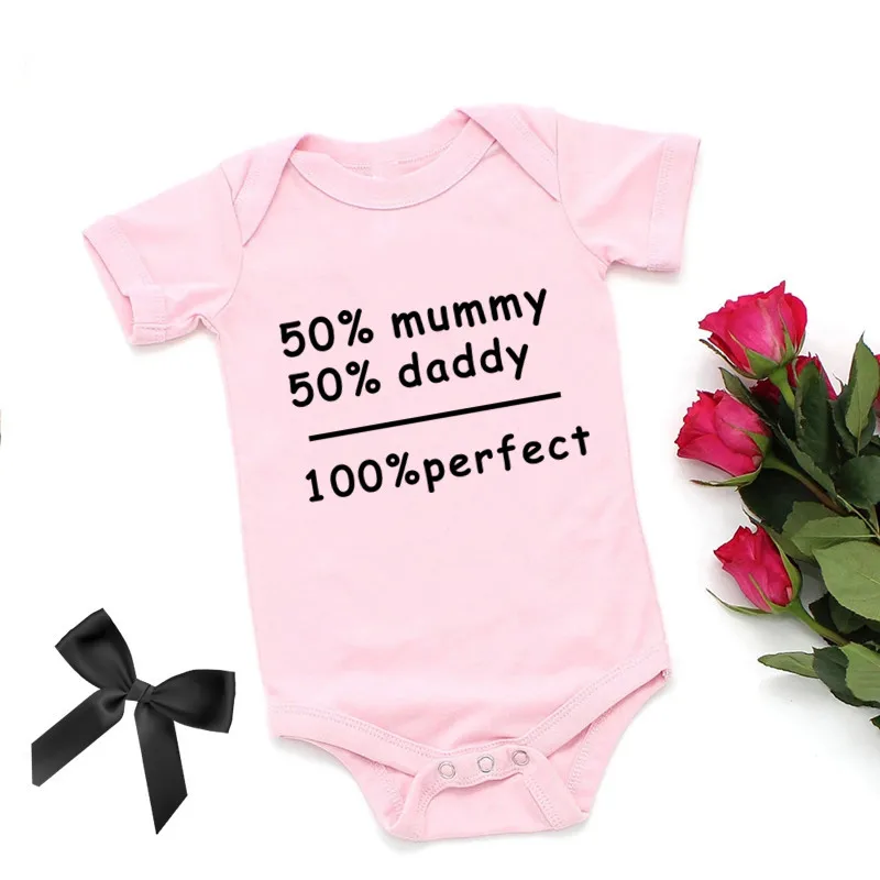 

Funny Bodysuit for Babies Newborn Baby Summer Clothes Mummy Daddy Perfect Cotton Infant Girls Costume Children Jumpsuits 0-24M