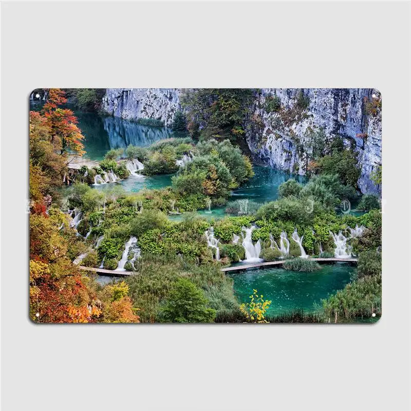 Plitvice Lakes In Croatia Metal Sign Cinema Garage Home Printing Painting Décor Tin Sign Poster