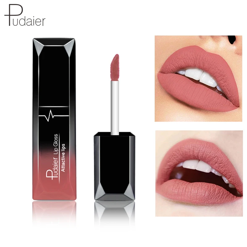 ON SALE-Pudaier Nude Waterproof Matte Lipstick Velvet Glossy Lip Gloss Lip Balm Sexy Red Lip Tint Women Fashion Makeup Lipgloss