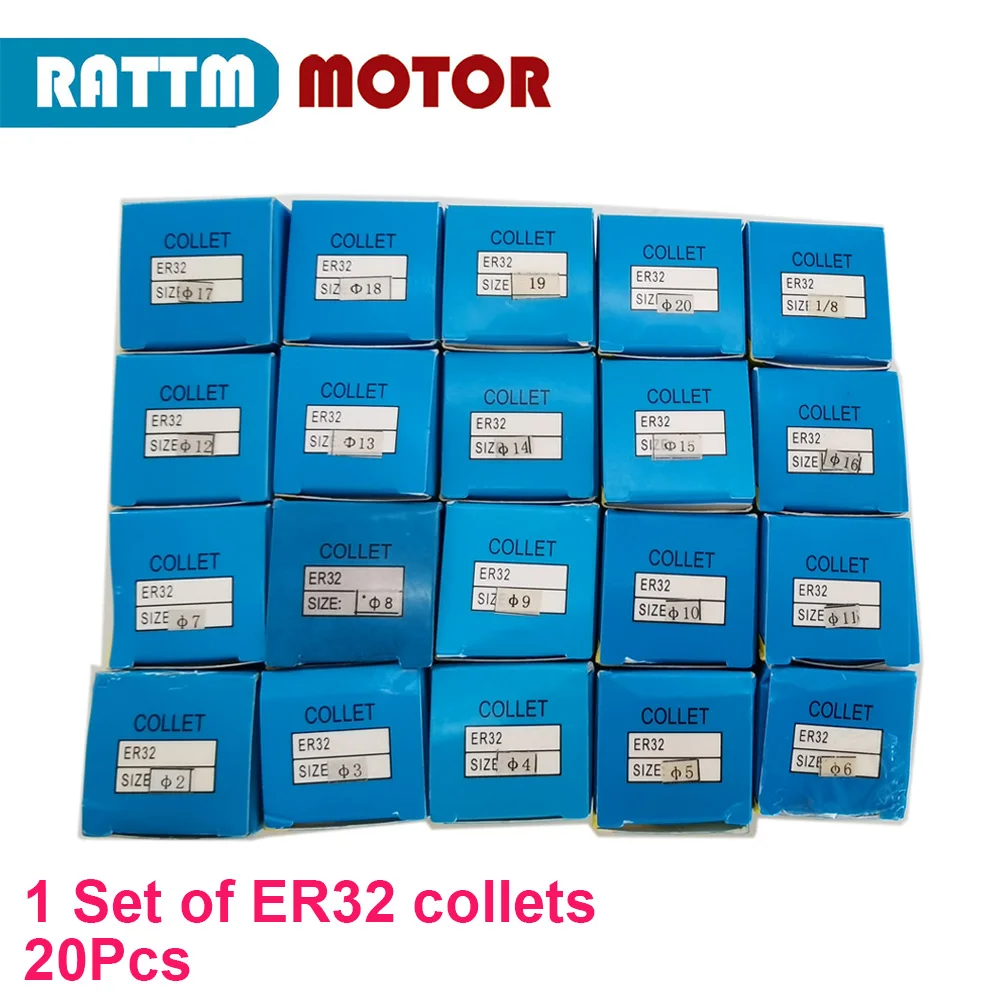 

1 set of ER32 Spring Collet Set (2-20mm) 20Pcs High-precision tool holder for CNC milling lather spindle motor Accessories Part