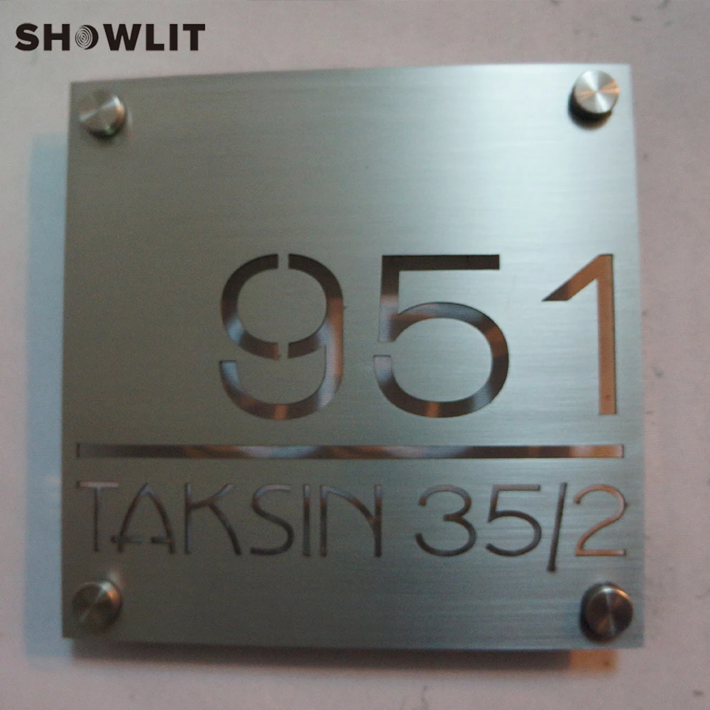 Custom Made Metal Name Plate Square Shape Plate Modern Home Name Plate