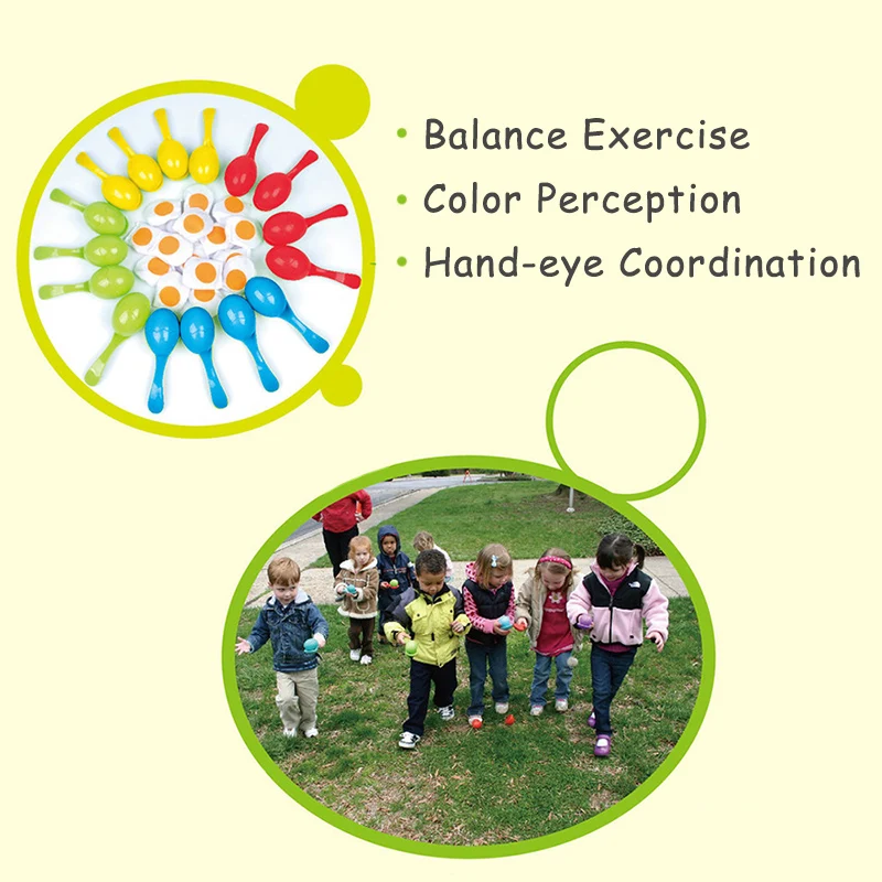 ملعقة توازن البيض ألعاب دعم الرياضة في الهواء الطلق مجموعة التدريب الحسي تدريب التوازن للأطفال لعبة تعليمية متعددة الوظائف #3