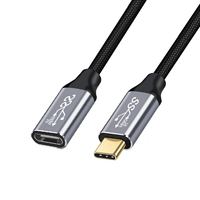 CY 100W USB-C USB 3.1 Type-C Male to USB-C Female Extension Data Cable 10Gbps with Sleeve for Laptop Phone