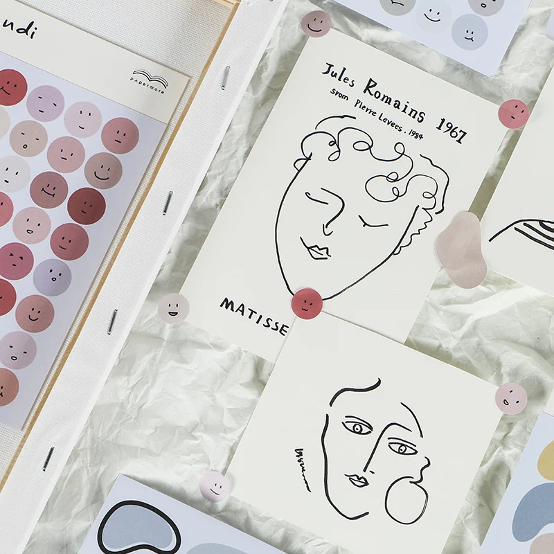 2pcs/pack Morandi Series Expression Stickers Scrapbooking Pure Color Irregular Small Labels Diy Decorative Stickers Stationery