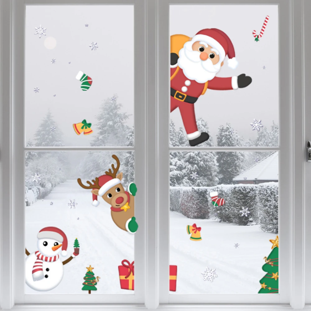 

Merry Christmas Wall Stickers Window Glass Festival Wall Decals Santa Murals Window Wall Paper Xmas Decorations for Home Decor