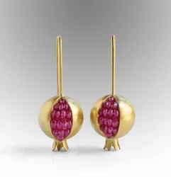 2025 Gold and Silver Pomegranate Ear Hooks Earrings Trendy Female Jewelry