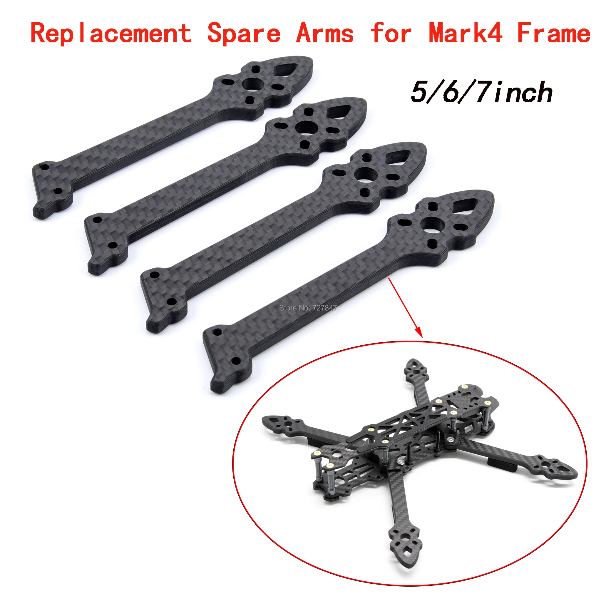 

3K Full Carbon Fiber 5mm Replacement Spare Arm for Mark4 Mark 4 5inch 225mm/6inch 260mm /7inch 295mm FPV Racing Drone Quadcopter