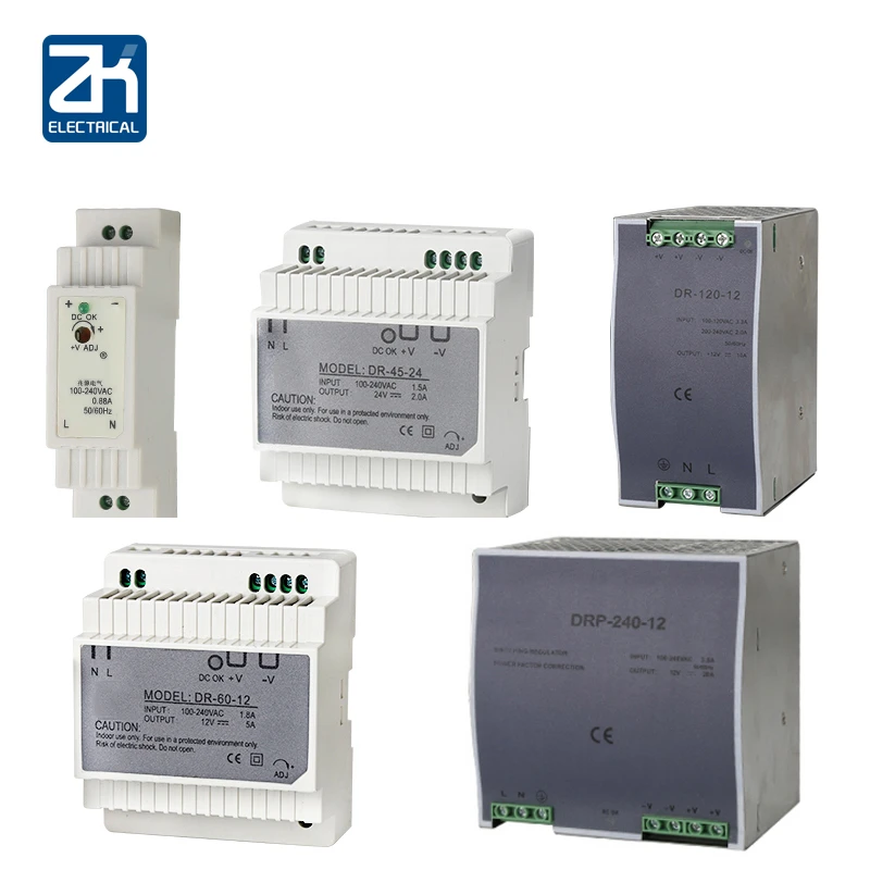 

Din Rail Switching Power Supply DR-15/30/45/60/75/120/240W Single 12V24V Card Rail Mount