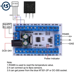 8CH Modbus RTU RS485 R4DCB08 moduł przekaźnika temperatury moduł akwizycji temperatury kolektor Paperless rejestrator dla PLC