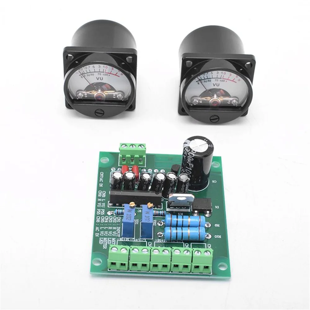 VU Level Audio Meter Stereo Amplifier Board+2pcs VU Meter 9-12VDC Stereo Amplifier Board Level Indicator Adjustable With Driver