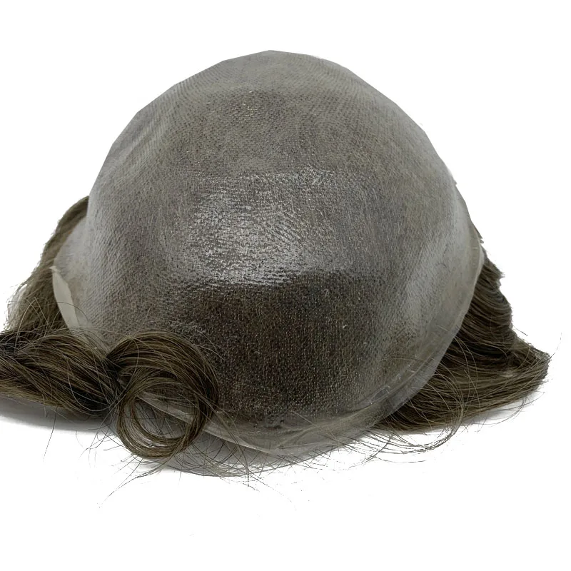 Super Thin Skin Men Toupee Strong Knot Hair Replacement Undetectable Front Hair Line Fast Shipping