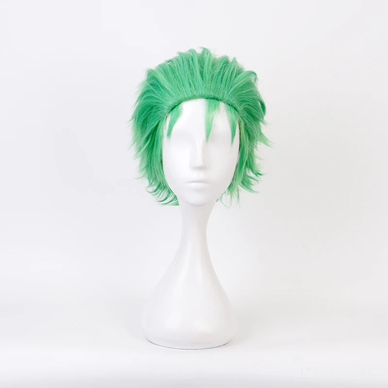 ONE PIECE Roronoa Zoro Green Short Synthetic Hair Cosplay Costume Wigs For Men's + Free Wig Cap