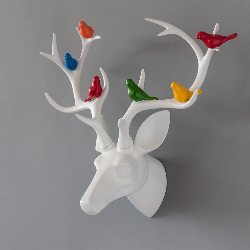 

[HHT] Nordic Colorful Bird Deer Head Wall Decoration Living Room Entrance Porch Cafe Restaurant Shop Wall Hanging Decor