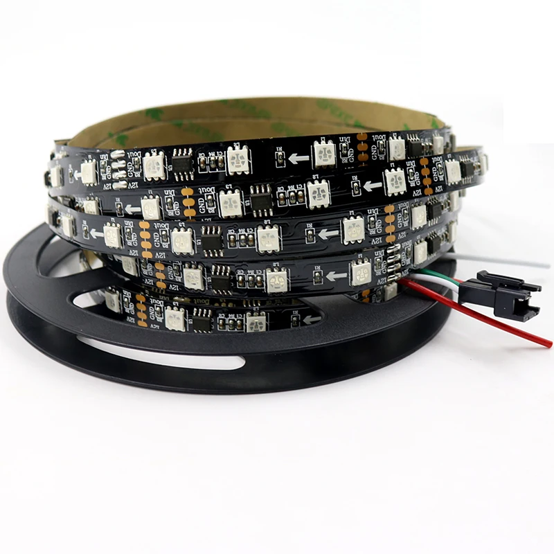 5M WS2811 DC12V 5050 SMD rgb led pixels strip IP20 Non-waterproof 2811 ic addressable 48leds/m led strip light black pcb tape