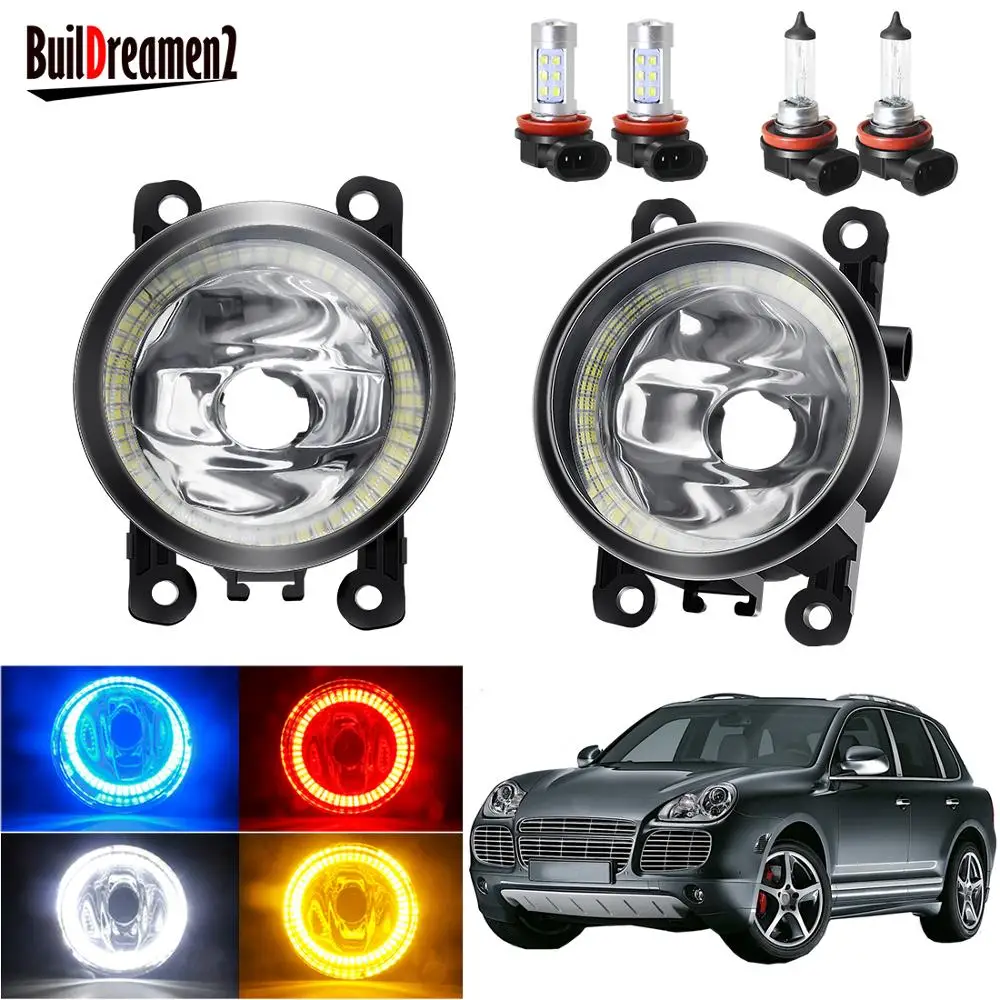 Angel Eye Fog Light Assembly For Porsche Cayenne 955 2002-2015 Car Front Bumper Fog Light Halo Ring Daytime Running Lamp H11 12V