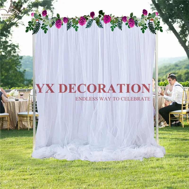 

Double Layer White Tutu Fabric Wedding Backdrop Curtain Phto Booth \ Stage Background For Weddings Event Party Decoration