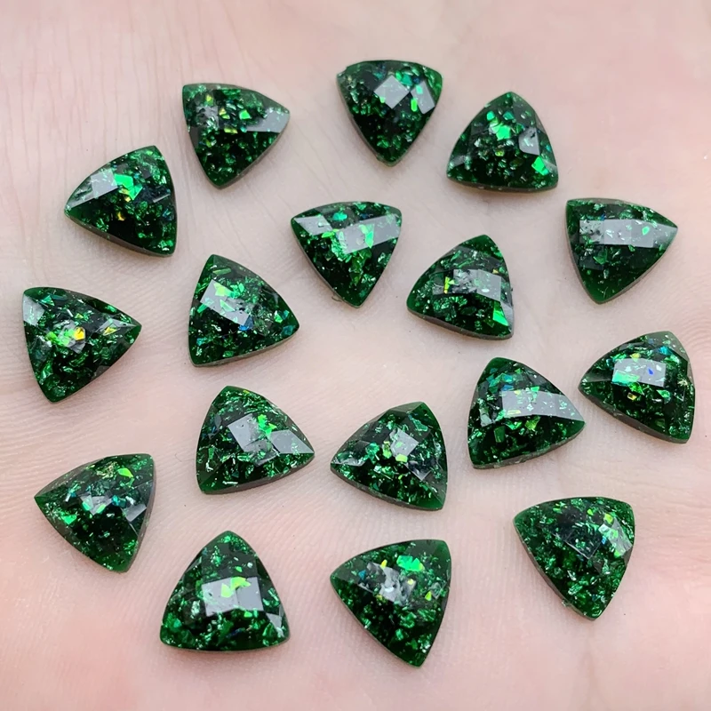 Dark Green Crystals Rhinestones 10mm Trim Flat Back Stones Resin Beads for DIY Wedding Dress Decoration 120pcs -Y251
