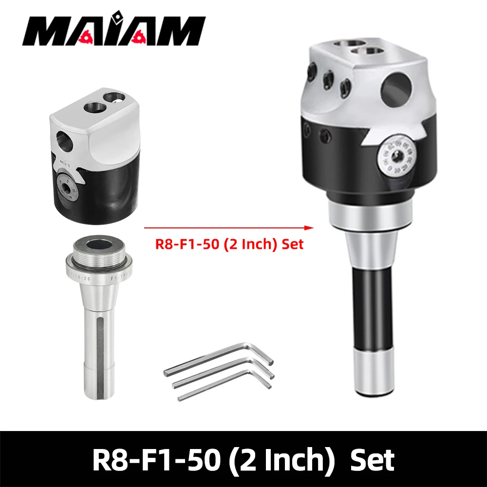 1set R8 Tool  holder + F1 Boring head 50 75 100 boring bar 12mm 18mm 25mm Adjustable boring head Precision 0.01 Milling Machine