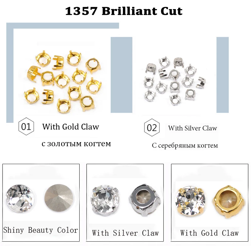 CTPA3bI Brilliant Cut Crystal Fancy Rhinestones Glass Stone Sew On Rhinestone Diamond For Sewing With Gold Silver Claw DIY Craft