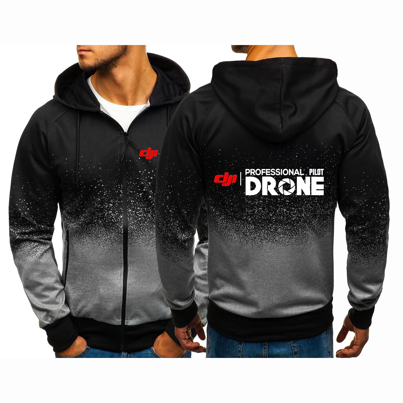 Dji Professional Pilot Drone 2021 Men's New Jacket Print Casual Harajuku Gradient Coat Sweatshirts Zipper Hoodies Tops Clothing