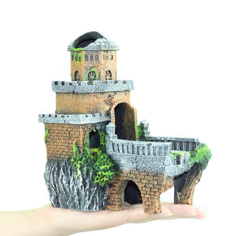 Fish Tank Aquarium Accessories Decoration Resin Castle House Aquarium Beautification Fish Tank Landscape Decoration Crafts