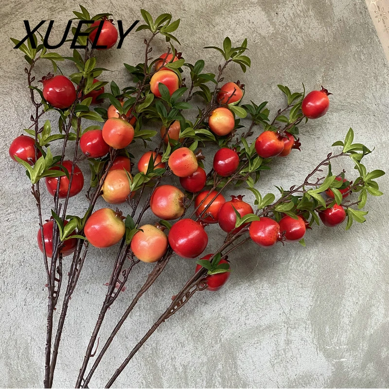 84CM/Pc Seven Fruit Pomegranate Fruit Branch High Quality Artificial Pomegranate Fruit Berry Bouquet Home Wedding Decoration