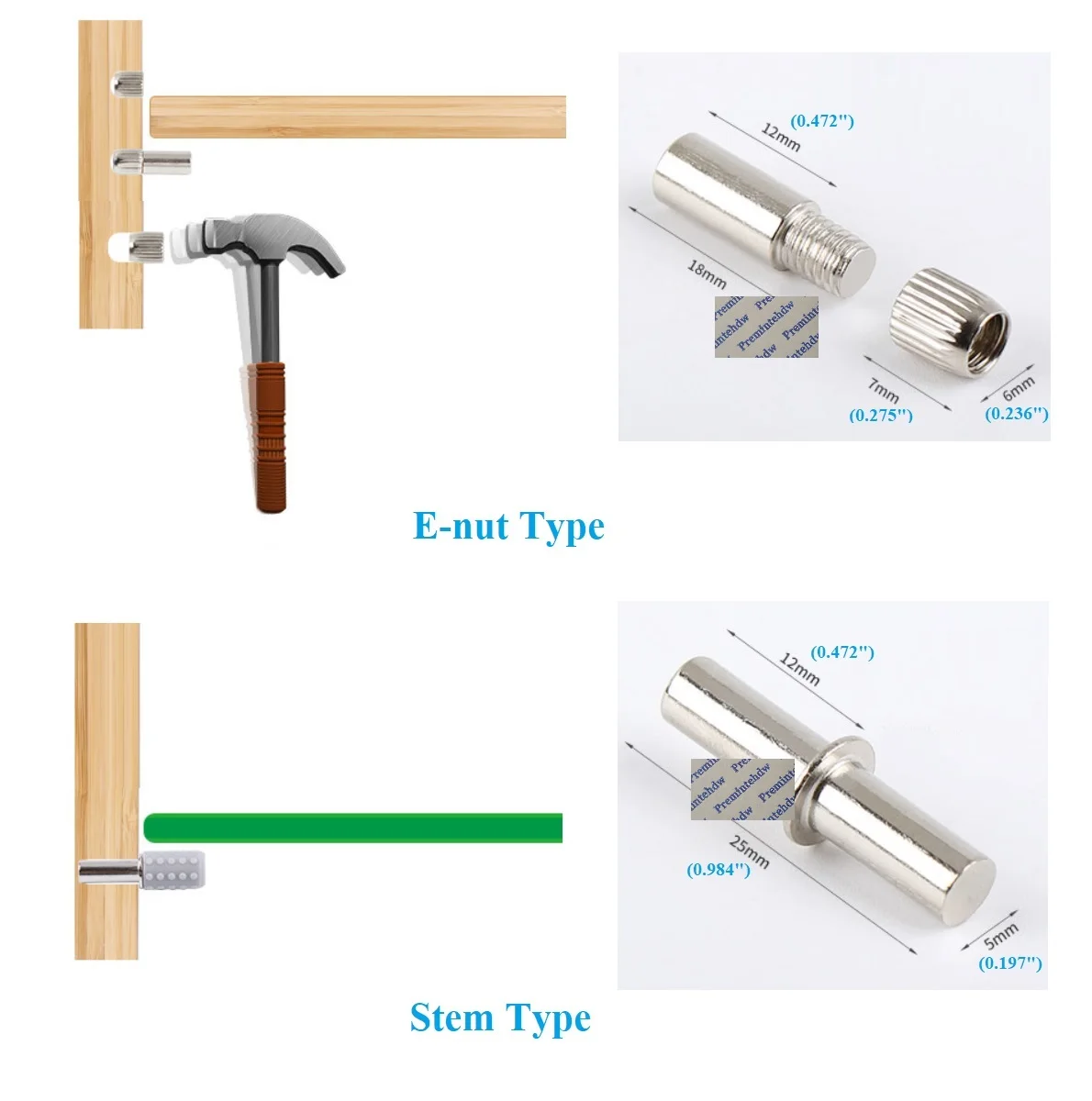 200Pcs Steel Furniture Cabinet Cupboard Wood Glass Shelf Pegs Holder Support With Rubber Sleeve E-nut