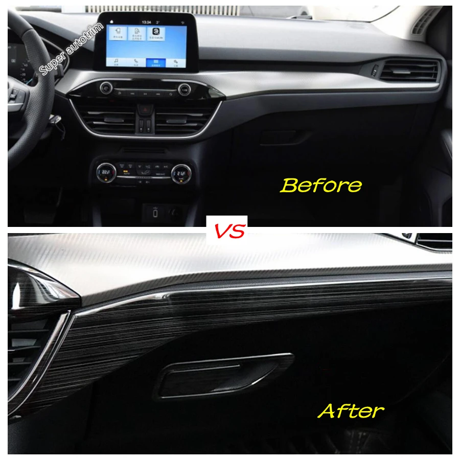 Central Control Dashboard Panel Strip Decoration Cover Trim For Ford Focus MK4 2019 - 2022 Stainless Steel Interior Accessories