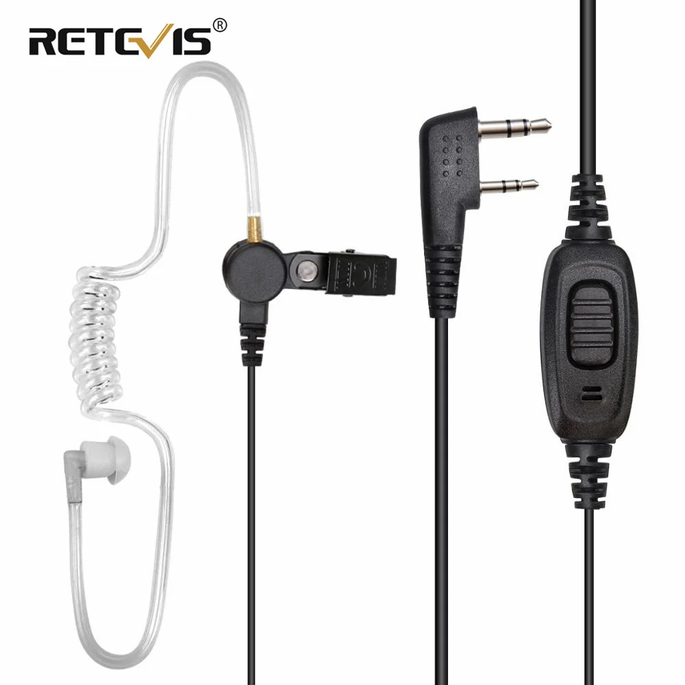 Retevis EEK009 Słuchawki do Walkie Talkie 2Pin Akustyczna Rurka Zestaw Słuchawkowy Radiowy z Mikrofonem PTT do Baofeng UV 5R Retevis RT3S RT22 TYT